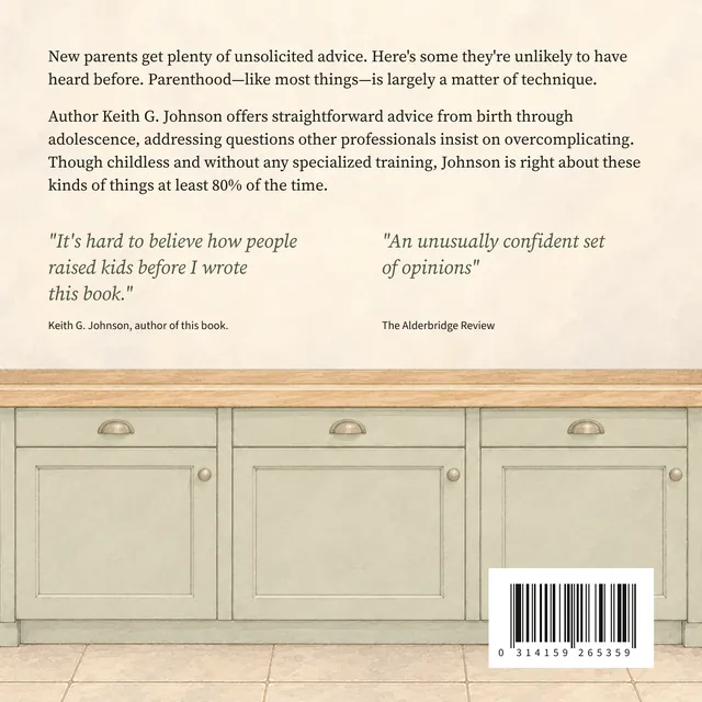 Back cover of the book, with the description, two endorsements and a barcode.